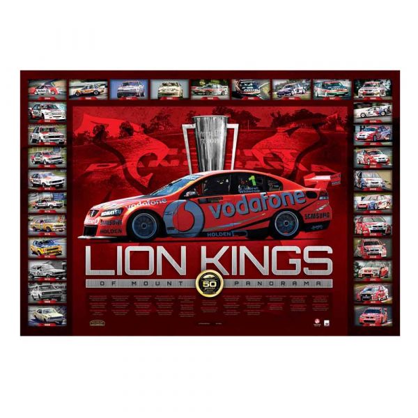 Lion Kings Of Mount Panorama 50 Years Of Bathurst Holden Winners Unframed Print
