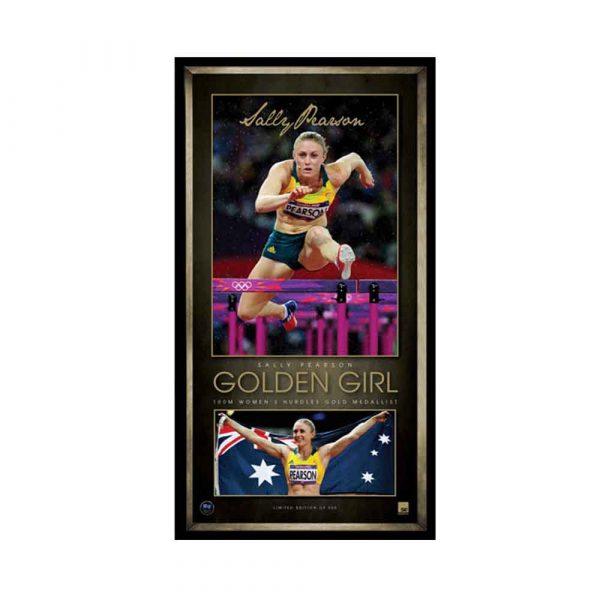 2012 Australian London Olympics Sally Pearson Hand Signed Golden Girl Framed Print