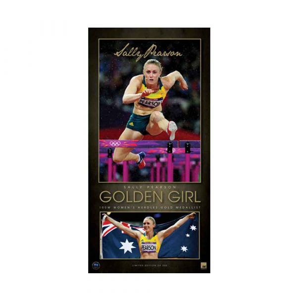 2012 Australian London Olympics Sally Pearson Hand Signed Golden Girl Unframed Print