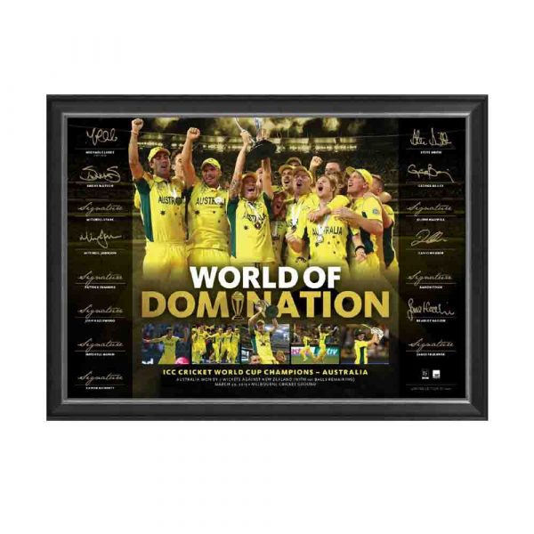 2015 Cricket World Cup Australia Champions Signed Domination Sports Print Framed