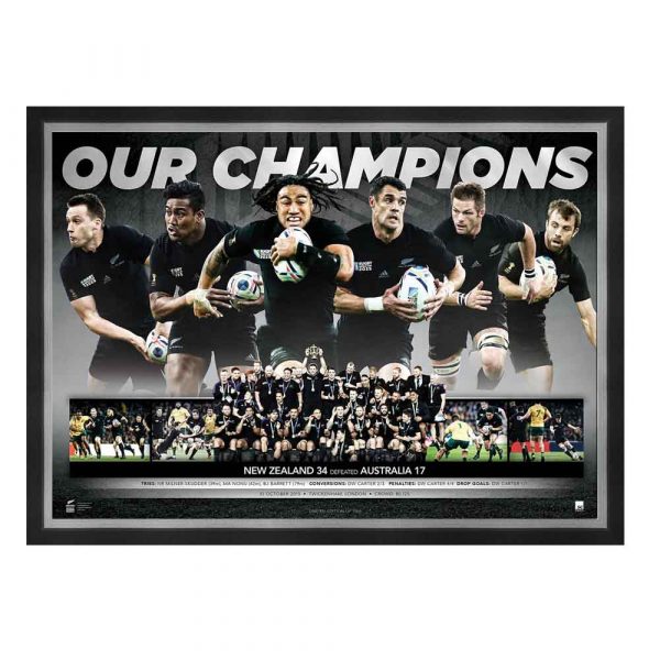 Rugby World Cup New Zealand All Blacks 2015 Champions Sports Print Framed