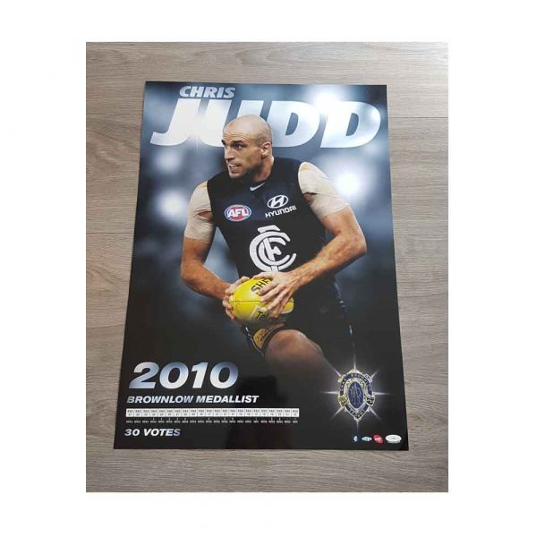 Official Afl Carlton Blues Chris Judd Sports Player Brownlow Medal Print Poster