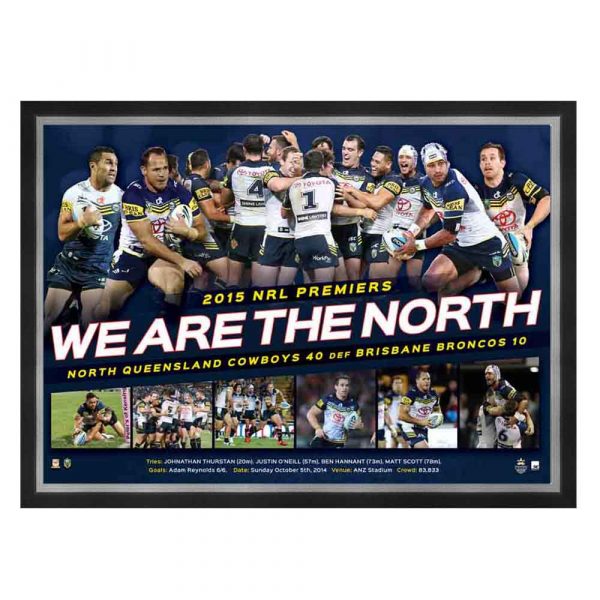 Nrl 2015 North Qld Cowboys Premiership Premiers Champions Print Framed