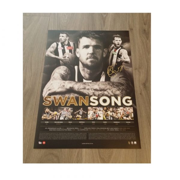 Collingwood Magpies Dane Swan Swan song Career Retirement Signed Print Unframed