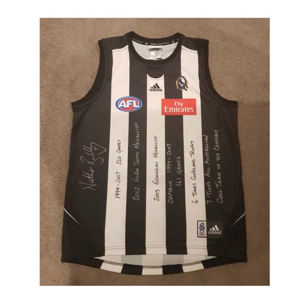 Nathan Buckley Signed Collingwood Football Jumper With Full Career Brownlow