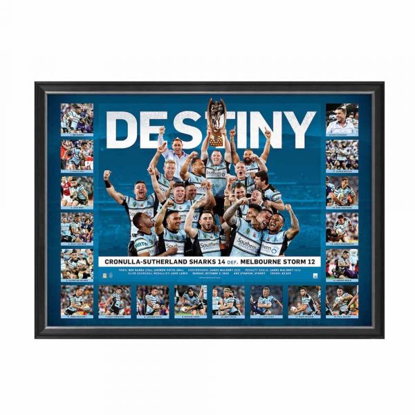 2016 Nrl Cronulla Sutherland Sharks Premiers Premiership Sports Framed Print