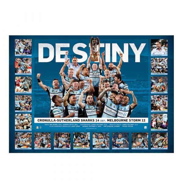 2016 Nrl Cronulla Sutherland Sharks Premiers Premiership Sports Unframed Print