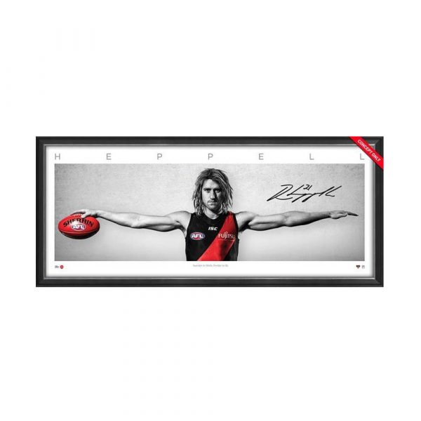 OFFICIAL AFL ESSENDON BOMBERS DYSON HEPPELL HAND SIGNED WINGS FRAMED