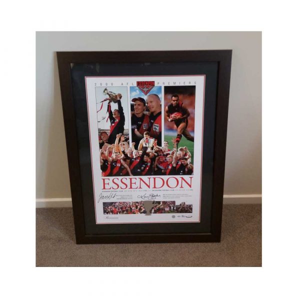 ESSENDON 2000 JAMES HIRD & KEVIN SHEEDY SIGNED & FRAMED LIMITED EDITION PRINT