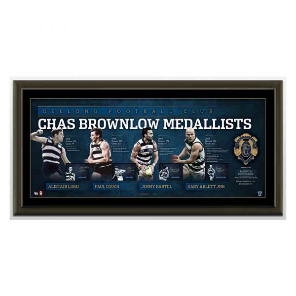 HISTORY OF THE AFL BROWNLOW GEELONG GARY ABLETT BARTEL COUCH SIGNED FRAMED