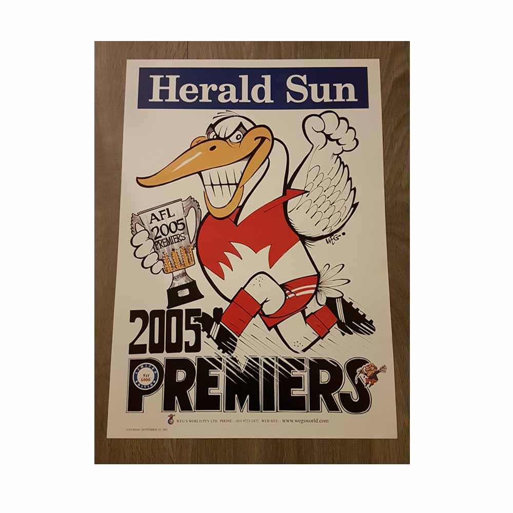 2005 AFL Grand Final Herald Sun Sydney Swans Go Swans  Newspaper poster