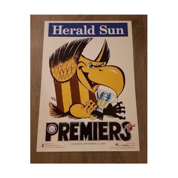 2008 HAWTHORN HAWKS GRAND FINAL PREMIERSHIP WEG POSTER LIMITED EDITION