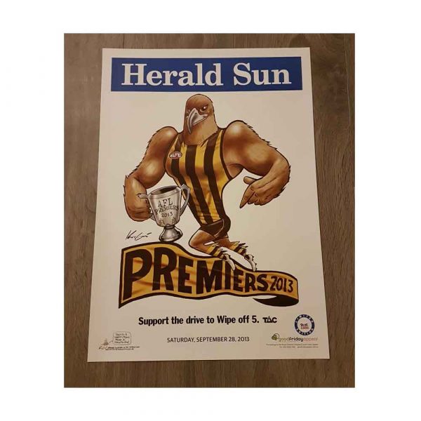 2013 HAWTHORN HAWKS GRAND FINAL PREMIERSHIP WEG POSTER LIMITED EDITION