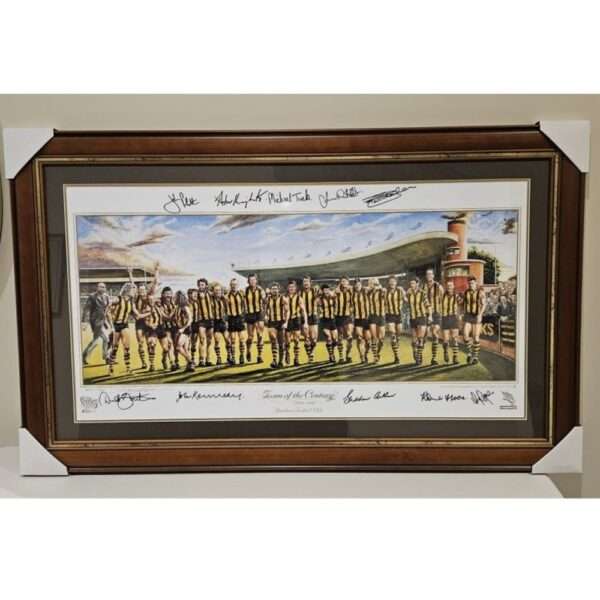 HAWTHORN TEAM OF THE CENTURY FRAMED SIGNED JOHN KENNEDY SNR ARTHUR