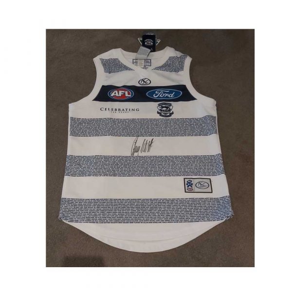 GARY ABLETT SNR HAND SIGNED GEELONG CATS 150 YEAR JUMPER BRAND NEW & RARE