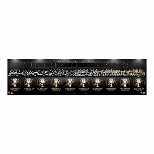 AFL OFFICIAL RICHMOND TIGERS THE PREMIERSHIP YEARS HISTORY MONTAGE PRINT