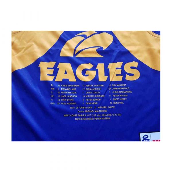 WEST COAST EAGLES 1992 PREMIERSHIP PREMIERS AFL JUMPER 20th ANNIVERSARY