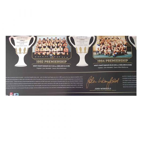 WEST COAST EAGLES TRIPLE TRIUMPH JOHN WORSFOLD HAND SIGNED LITHOGRAPH PRINT
