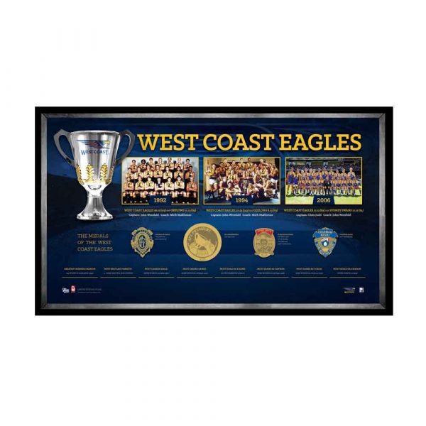 THE PREMIERSHIP HISTORY WEST COAST EAGLES OFFICIAL AFL PREMIERS FRAMED PRINT