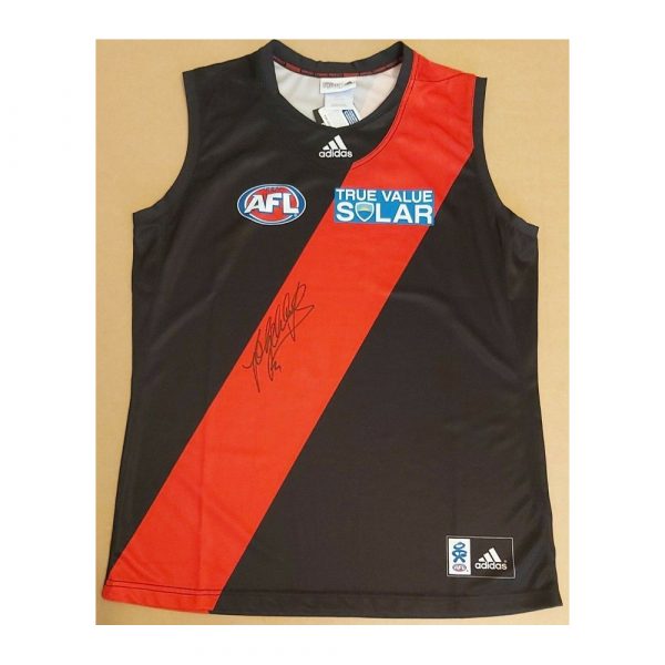 JOBE WATSON HAND SIGNED ESSENDON BOMBERS JUMPER - CAPTAIN BROWNLOW