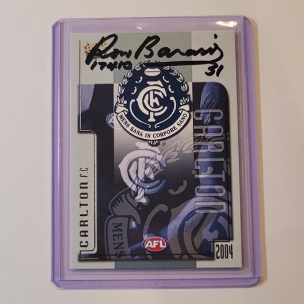 CARLTON BLUES - RON BARASSI SIGNED AFL SELECT 2004 LOGO COMMON CARD