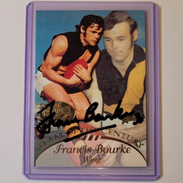 RICHMOND TIGERS - FRANCIS BOURKE SIGNED 1996 HALL OF FAME TEAM OF THE CENTURY