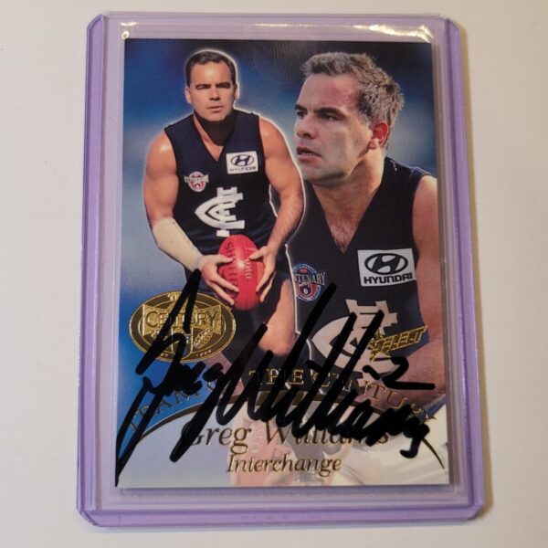 CARLTON BLUES GREG WILLIAMS SIGNED SELECT 1996 HALL OF FAME TEAM OF THE CENTURY