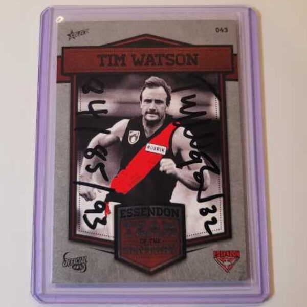 ESSENDON BOMBERS TIM WATSON SIGNED AFL SELECT 140 YEARS CARD TEAM OF THE CENTURY