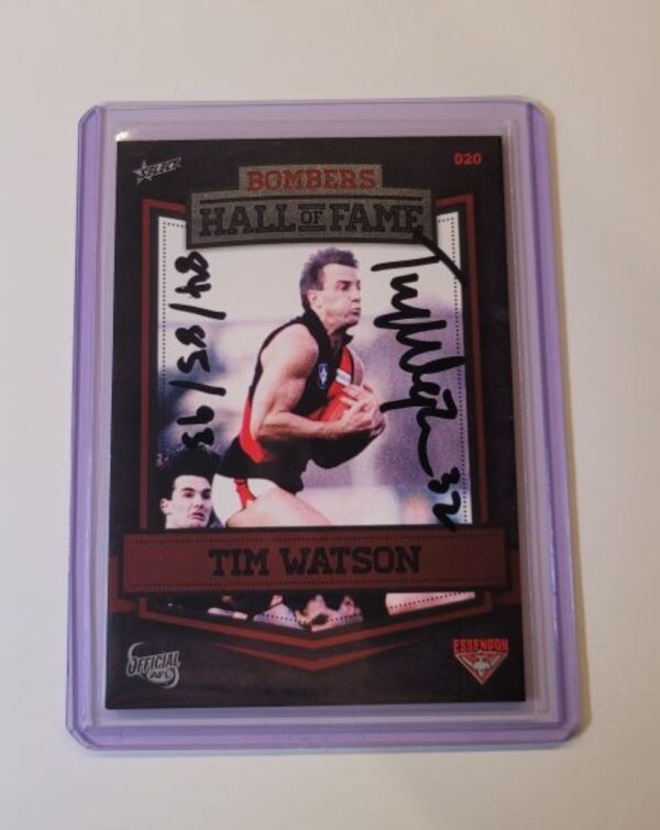 ESSENDON BOMBERS - TIM WATSON SIGNED AFL SELECT 140 YEARS CARD HALL OF FAME