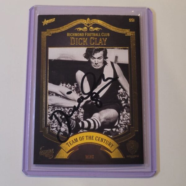 RICHMOND TIGERS - DICK CLAY SIGNED AFL SELECT HALL OF FAME TEAM OF THE CENTURY