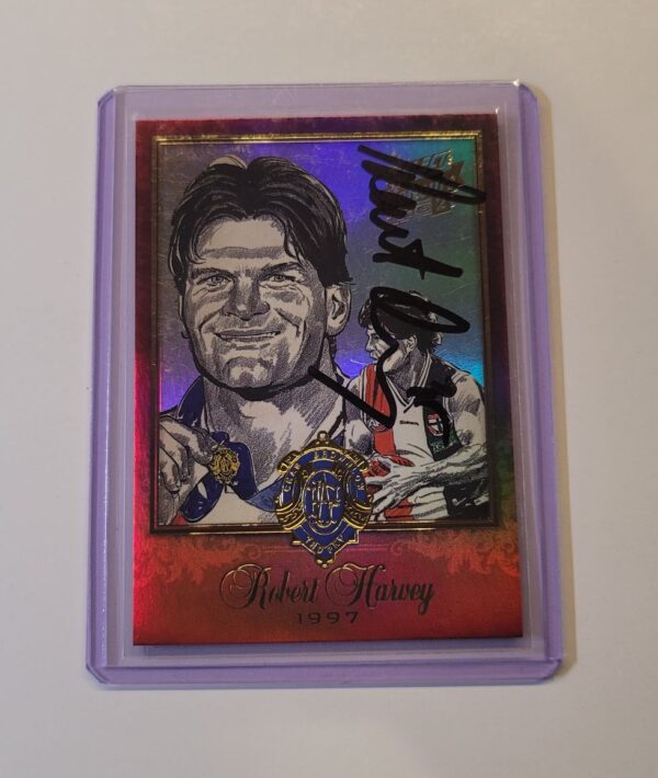 ST KILDA SAINTS ROBERT HARVEY SIGNED AFL SELECT 2015 HONOURS BROWNLOW SKETCH 1997