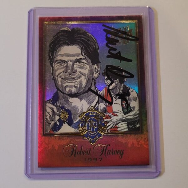 ST KILDA SAINTS ROBERT HARVEY SIGNED AFL SELECT 2015 HONOURS BROWNLOW SKETCH 1997