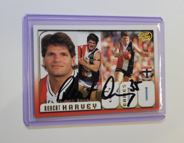 ST KILDA SAINTS - ROBERT HARVEY SIGNED AFL SELECT 2005 300 GAME CASE CARD