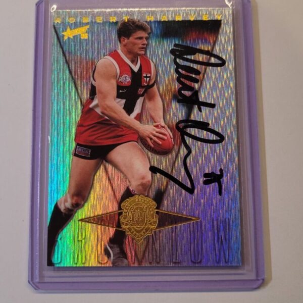 ST KILDA SAINTS - ROBERT HARVEY SIGNED 1998 AFL SELECT 1997 BROWNLOW MEDAL CARD