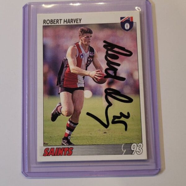 ST KILDA SAINTS - ROBERT HARVEY SIGNED AFL SELECT 1993 COMMON CARD