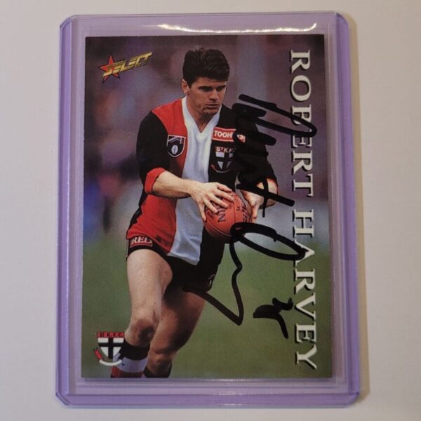 ST KILDA SAINTS - ROBERT HARVEY SIGNED AFL SELECT 1995 COMMON CARD