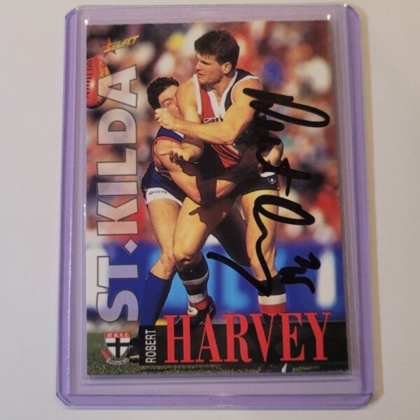 ST KILDA SAINTS - ROBERT HARVEY SIGNED AFL SELECT 1996 COMMON CARD