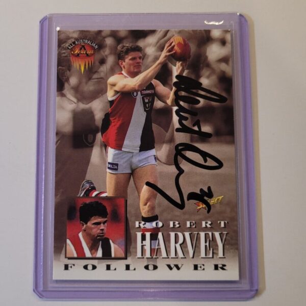 ST KILDA SAINTS - ROBERT HARVEY SIGNED AFL SELECT 1996 ALL AUSTRALIAN CARD
