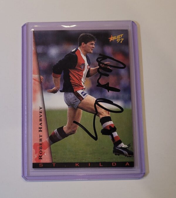 ST KILDA SAINTS - ROBERT HARVEY SIGNED AFL SELECT 1997 COMMON CARD