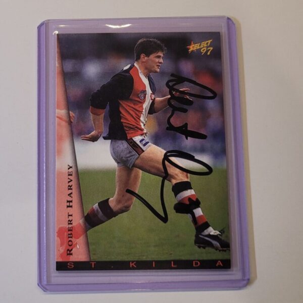 ST KILDA SAINTS - ROBERT HARVEY SIGNED AFL SELECT 1997 COMMON CARD