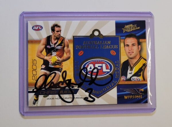 WEST COAST EAGLES - CHRIS JUDD SIGNED AFL SELECT 2006 MEDAL CARD - NORM SMITH