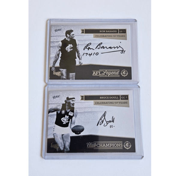 CARLTON 150 YEARS HALL OF FAME 2 CARD BRUCE DOULL & RON BARASSI SIGNATURE #490