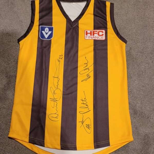 DERMOTT BRERETON GARY AYRES & JOHN PLATTEN HAND SIGNED HAWTHORN JUMPER
