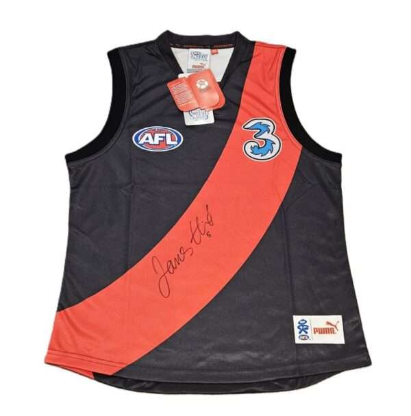 JAMES HIRD HAND SIGNED ESSENDON BOMBERS AFL FOOTBALL JUMPER SHORT SLEEVE 3 MOBILE