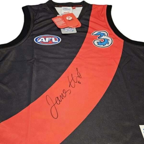 JAMES HIRD HAND SIGNED ESSENDON BOMBERS AFL FOOTBALL JUMPER SHORT SLEEVE 3 MOBILE
