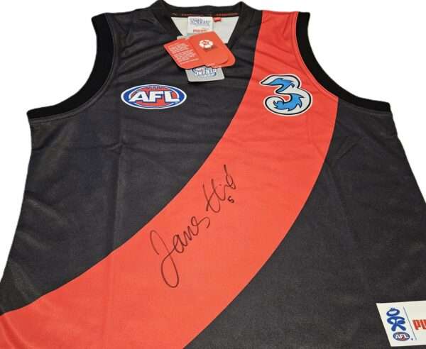 JAMES HIRD HAND SIGNED ESSENDON BOMBERS AFL FOOTBALL JUMPER SHORT SLEEVE 3 MOBILE - Image 2