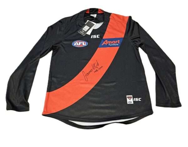 JAMES HIRD HAND SIGNED ESSENDON BOMBERS AFL FOOTBALL JUMPER LONG SLEEVE RARE