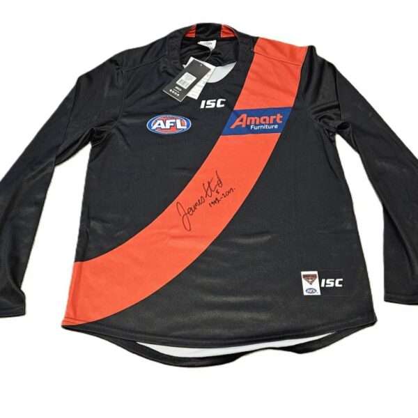 JAMES HIRD HAND SIGNED ESSENDON BOMBERS AFL FOOTBALL JUMPER LONG SLEEVE RARE