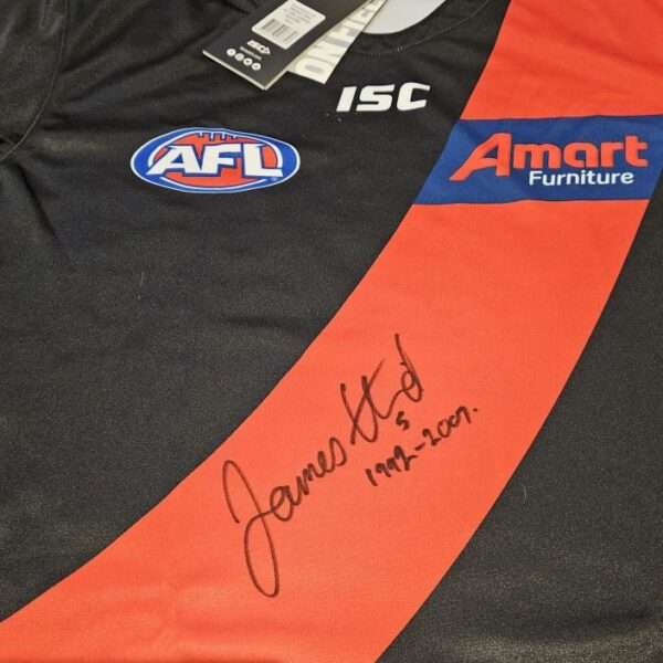JAMES HIRD HAND SIGNED ESSENDON BOMBERS AFL FOOTBALL JUMPER LONG SLEEVE RARE